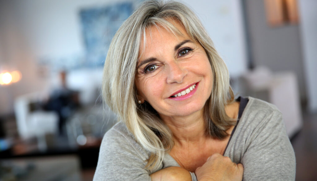 Portrait of attractive and serene mature woman