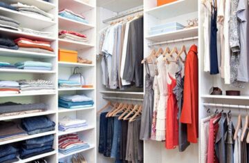 Light-Up-the-Tidy-Closet-Organization-Ideas-with-White-Shelves-and-Clothes-Hanger-inside-Small-Area