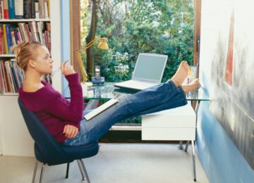 casual feet on desk