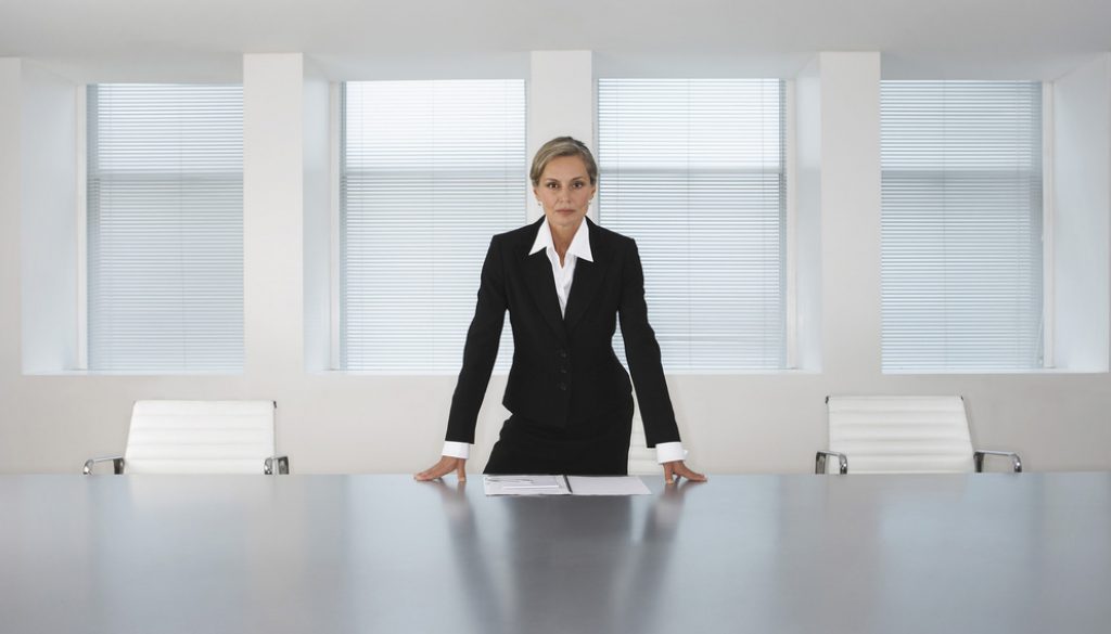 solo woman board table power