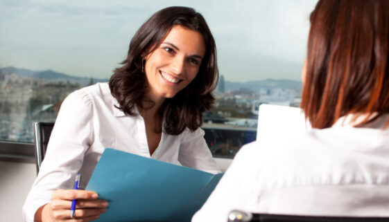 two women interview