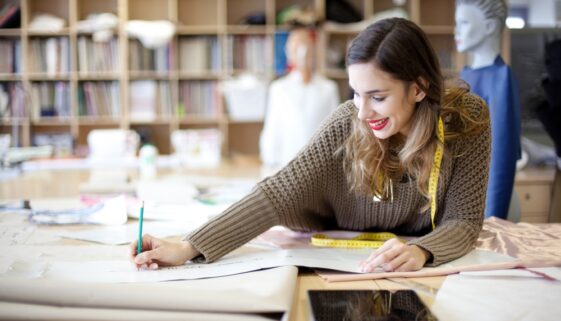 woman happy working
