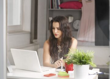 young woman at computer